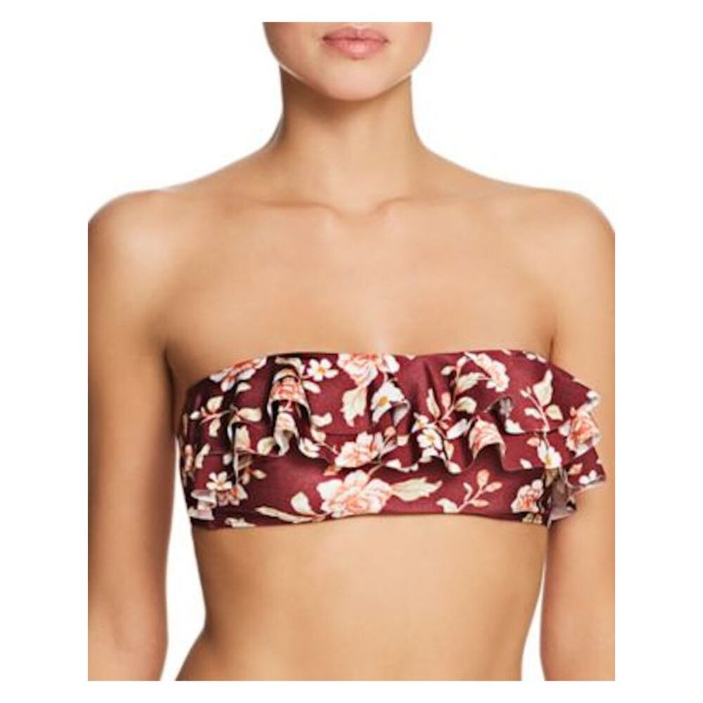MINKPINK Women's Multi Color Floral Layered Bandeau Bikini Top M